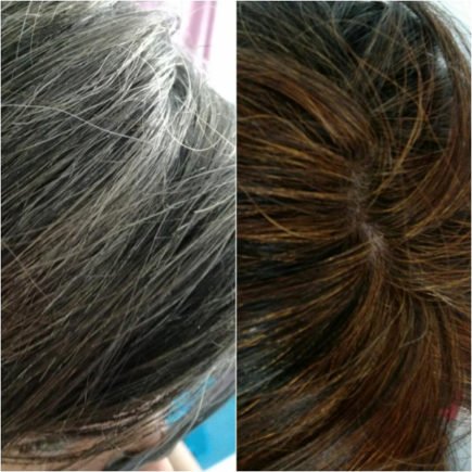 Avant / Après sur cheveux blancs